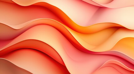 A vibrant, abstract design featuring smooth, flowing waves in shades of orange, coral, and pink, creating a dynamic visual texture.