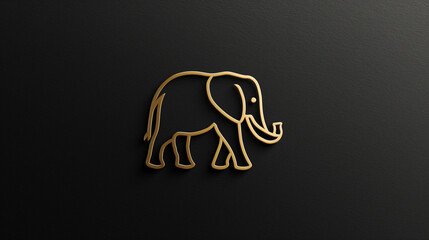Obraz premium Golden Outline Elephant on Black Background Minimalist Animal Design