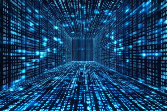 Modern digital technology data icon illustration with blue and white design for background use