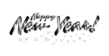 Happy New Year text with stars, PNG