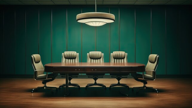 Empty meeting room with scattered budget papers and vacant chairs, symbolizing the aftermath of intense decision-making and strategic planning sessions.
