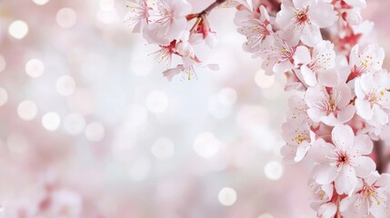 Naklejka premium Sakura Blossom Frame, vibrant watercolor pattern showcasing delicate cherry blossoms in soft focus, enhancing the beauty of spring's fleeting moments.