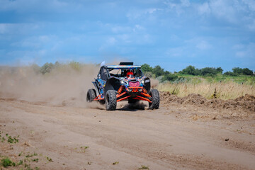 Obraz premium UTV, 4x4, all terrain vehicle in the action. Competitions