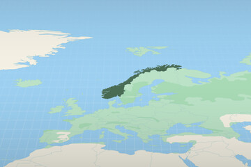 Obraz premium Norway highlighted on a detailed map, geographic location of Norway.