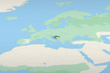 Obraz premium Croatia highlighted on a detailed map, geographic location of Croatia.