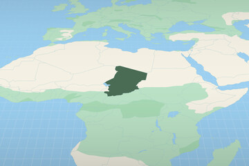 Obraz premium Chad highlighted on a detailed map, geographic location of Chad.