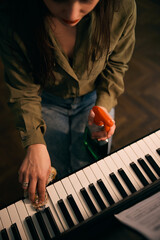 Woman Cleaning Piano