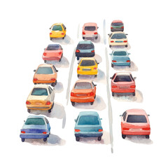 Fototapeta premium Traffic watercolor illustration isolated on transparent background