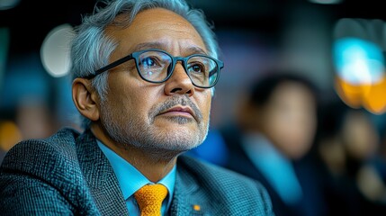 People seated in the audience at a conference hall with a speaker giving an informative talk at a professional business event