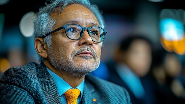 People seated in the audience at a conference hall with a speaker giving an informative talk at a professional business event