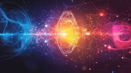 Obraz premium Abstract Digital Visualization of Energy Flow and Interconnected Atoms