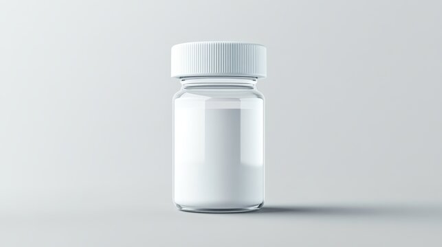 Isolated Small Peptide Jar on Gray Background, Potential usecase for Scientific or Medical Research Generative AI