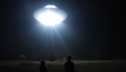 Fototapeta premium A mysterious and cinematic depiction of a UFO sighting