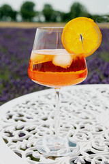 Aperol Spritz in Lavender Field