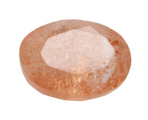 One orange shiny gemstone isolated on white