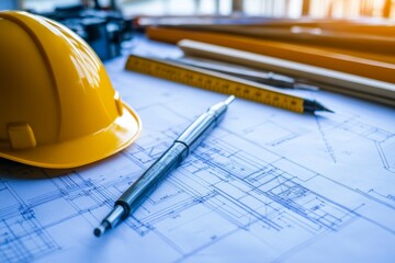 Blueprint photo effect with construction theme for architecture, engineering, and design concepts