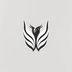 Obraz premium Stylized Black and White Phoenix Bird Logo Design