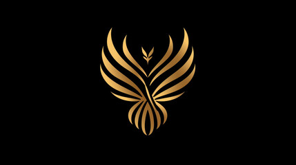 Obraz premium Golden Phoenix Wings Logo Elegant Bird Symbol Luxury Brand Design