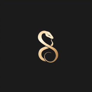 Gold Snake Logo Elegant Ouroboros Design on Black
