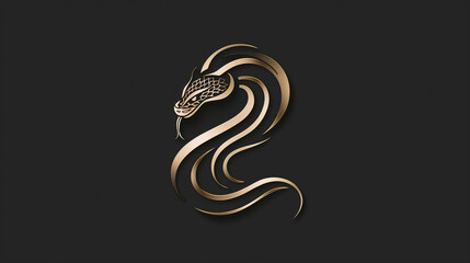 Fototapeta premium Golden Cobra Snake Design Elegant Logo Dark Background Vector Illustration