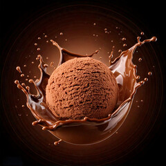 Chocolate liquid splash with drops, isolated on white background.