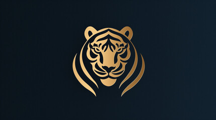 Golden Tiger Head Logo Elegant Animal Design Dark Background