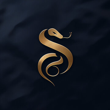 Gold Snake Logo Design Elegant S Letter Luxury Brand Dark Background