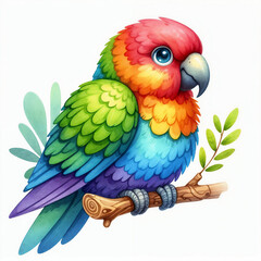 Obraz premium Colorful parrot perched on branch displaying vibrant plumage in a natural setting