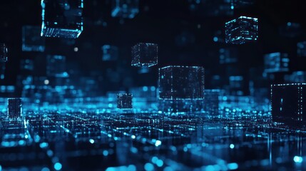 Fototapeta premium Digital Abstract with Floating Cubes