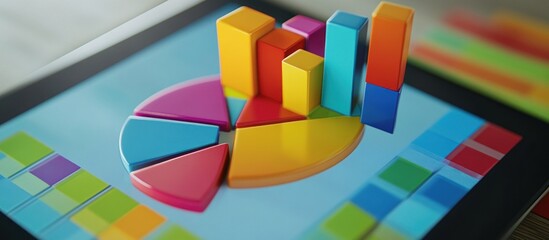 Fototapeta premium Colorful Charts on a Tablet
