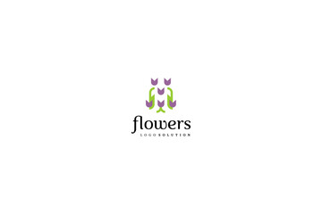 Obraz premium Template logo design solution with flowers image