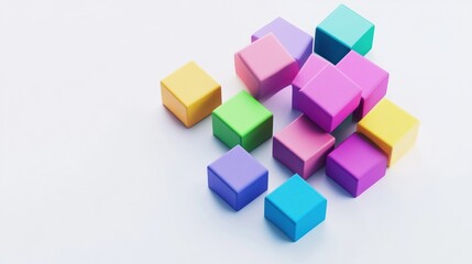Obraz premium Colorful Cubes on a White Surface