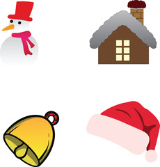 Christmas Element Set, Christmas Collection, Christmas icons, including Santa, reindeer, wreath, ornaments, and more holiday elements