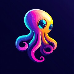 Naklejka premium Vibrant abstract octopus colorful gradient on dark background design