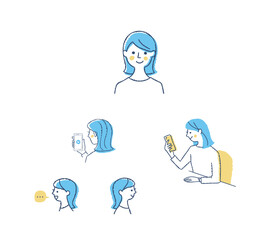 スマートフォンを使う女性　バリエーション