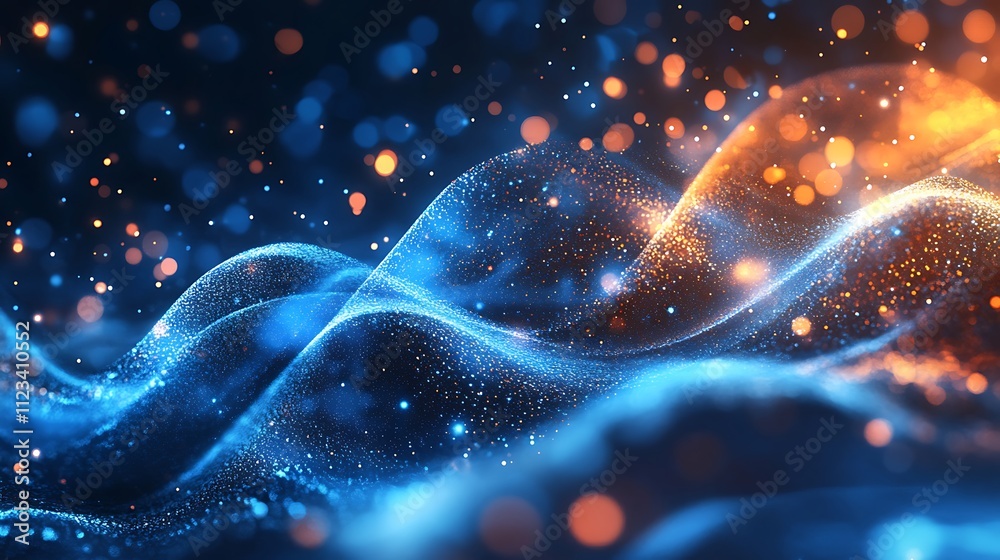 Wall mural vibrant abstract wave patterns featuring glowing digital light visuals image