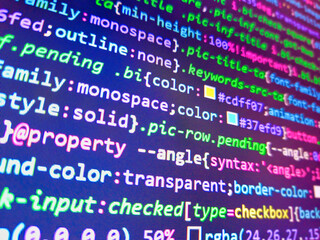 Jetzt bestellung. Screen of code for overlay background. Social media concept in blue virtual space. Programming code on computer screen. Software development by programmer. Javascript code.