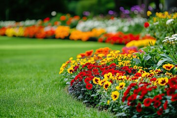 beautiful landscape with colorful flowers 