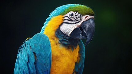 Fototapeta premium Vibrant macaw parrot portrait tropical rainforest wildlife photography nature setting close-up perspective exotic beauty