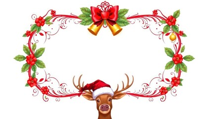 Naklejka premium christmas reindeer frame or christmas frame with reindeer