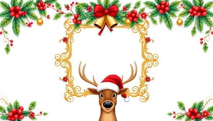 Naklejka premium christmas reindeer frame or christmas frame with reindeer