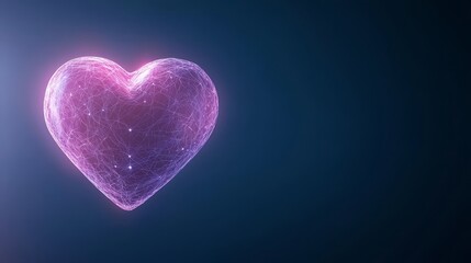 Fototapeta premium Glowing Pink Heart Shape with Neon Light Effect on Dark Background in Digital Art Style