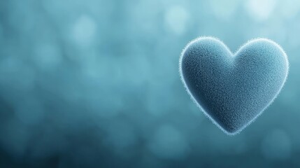 Fototapeta premium Soft Heart Shape in Gentle Blue Background with Bokeh Effect and Fuzzy Texture, Ideal for Love and Care Concepts