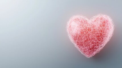 Obraz premium Abstract Heart Shape Rendered with Light Trails and Digital Texture on a Soft Gray Background