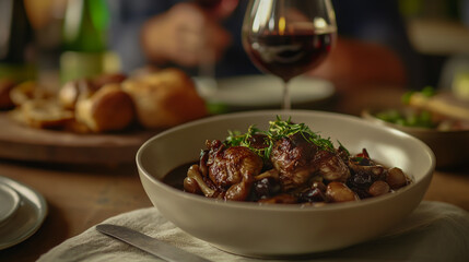 Slow-Cooked Coq au Vin: A Savory Symphony of Rich Flavors and Aromatic Delights
