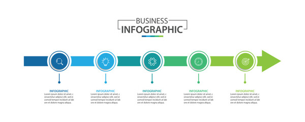 5 process infographic arrows design template. Strategy and Business presentation. Vector illustration.
