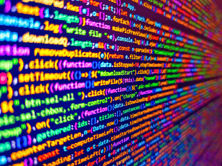 Abstract code background. Abstract modern virtual computer script. Backend programming, software development concept. Blue software developer background. Technological background. 3d rendering.