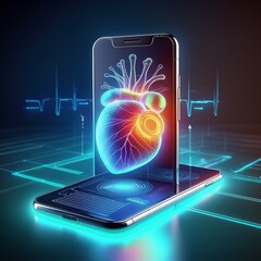 Digital Heart Hologram on Smartphone application innovation