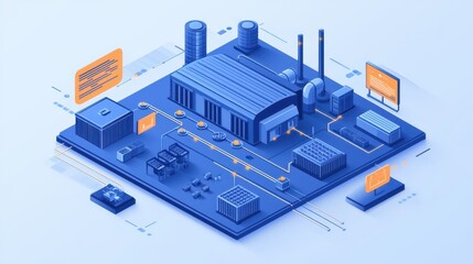 Obraz premium Smart Factory Isometric Illustration