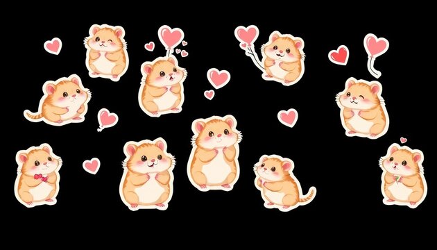 set of animals hamster stikers.